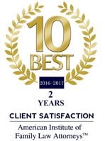 10 Best | 2 Years Client Satisfaction | American Institute of Family Law Attorneys | 2016-2017