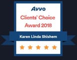 Avvo | Clients' Choice Award 2018 | Karen Linda Shishem | 5 Stars